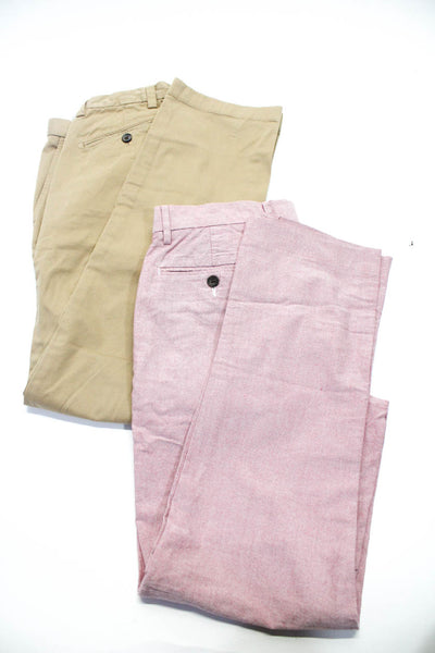 Brooks Brothers Red Fleece J Crew Men's Chino Pants Beige Pink Size 29 31 Lot 2