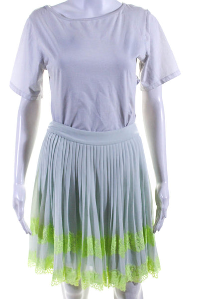 Ted Baker London Womens Side Zip Lace Trim Pleated A Line Skirt Mint Green 1