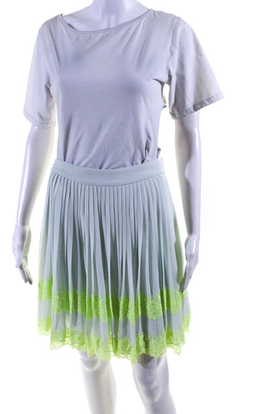 Ted Baker London Womens Side Zip Lace Trim Pleated A Line Skirt Mint Green 1