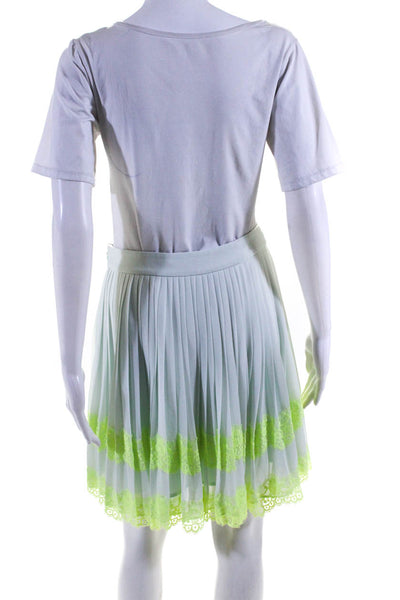 Ted Baker London Womens Side Zip Lace Trim Pleated A Line Skirt Mint Green 1