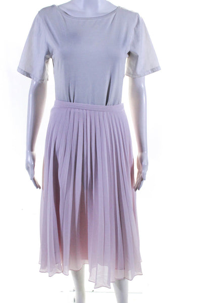 Whistles Womens Side Zip Knee Length Pleated A Line Skirt Pink Size 6