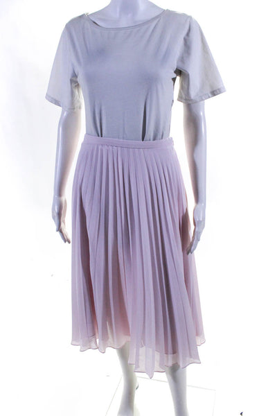 Whistles Womens Side Zip Knee Length Pleated A Line Skirt Pink Size 6