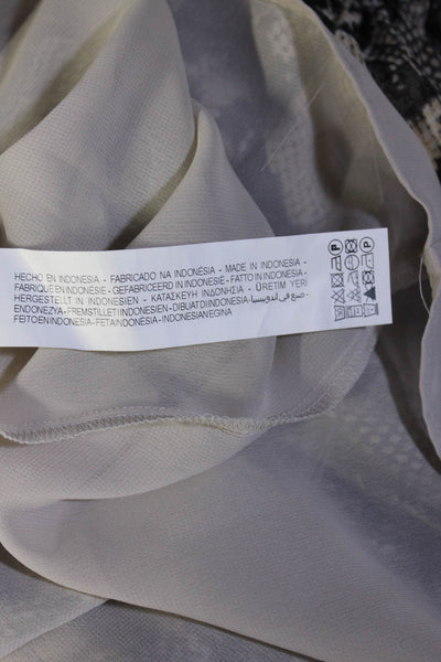 Zara Womens Long Sleeve V Neck Snakeskin Printed Midi Dress Brown White Medium