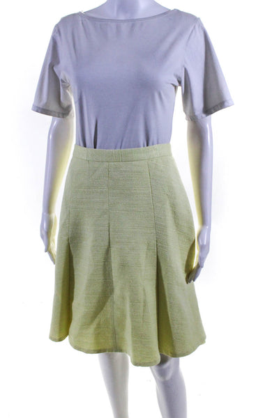 Club Monaco Womens Back Zip Knee Length Knit A Line Skirt Yellow Cotton Size 6