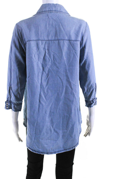 One X One Teaspoon Womens Blue Chambray Collar Long Sleeve Blouse Top Size XS