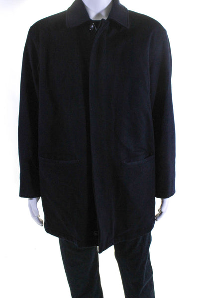 Brooks Brothers Wool Woven Collared Long Sleeve Full Zip-Up Coat Black Size M