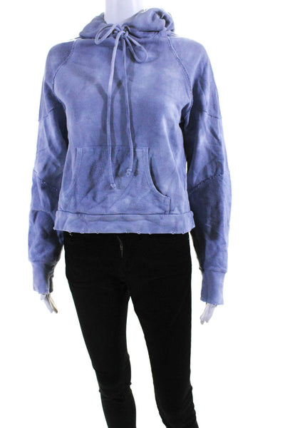 Love Shack Fancy Womens Pullover Pocket Front Hoodie Sweater Purple Cotton XS