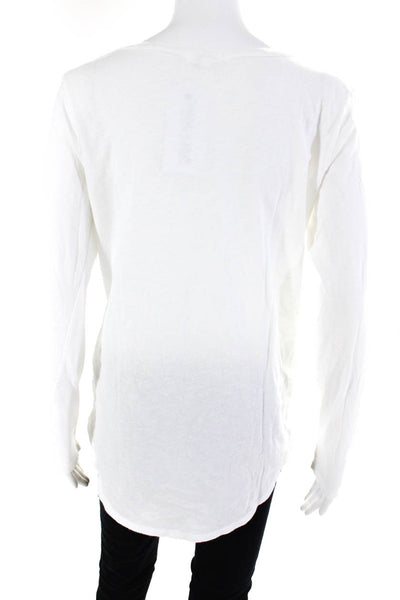 LNA Women's Long Sleeve V Neck T-Shirt White Size M