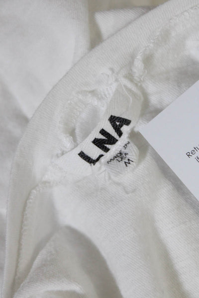 LNA Women's Long Sleeve V Neck T-Shirt White Size M