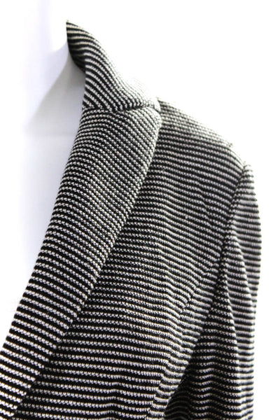 Tabitha Women's Striped One Button Ruffle Blazer Jacket Black Size S