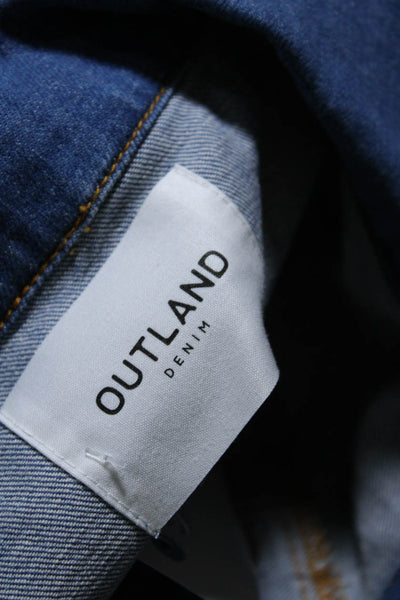 Outland Denim Womens Blue Medium Wash Collar Long Sleeve Denim Jacket Size S/P