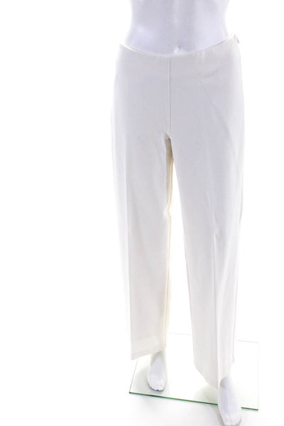 J. Mclaughlin Womens Side Zip High Rise Pleated Wide Leg Knit Pants White Size 4