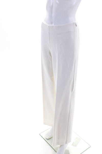 J. Mclaughlin Womens Side Zip High Rise Pleated Wide Leg Knit Pants White Size 4