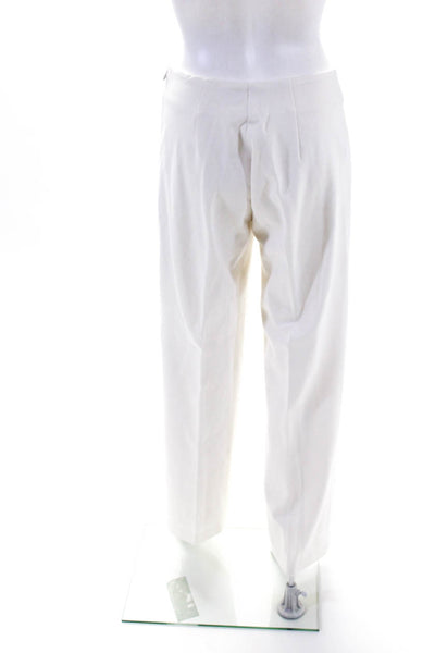 J. Mclaughlin Womens Side Zip High Rise Pleated Wide Leg Knit Pants White Size 4