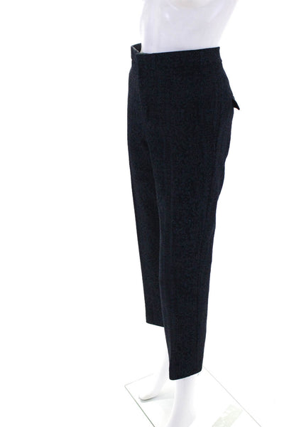 Scanlan Theodore Womens Zipper Fly Pleated Cropped Knit Pants Navy Blue Size 10