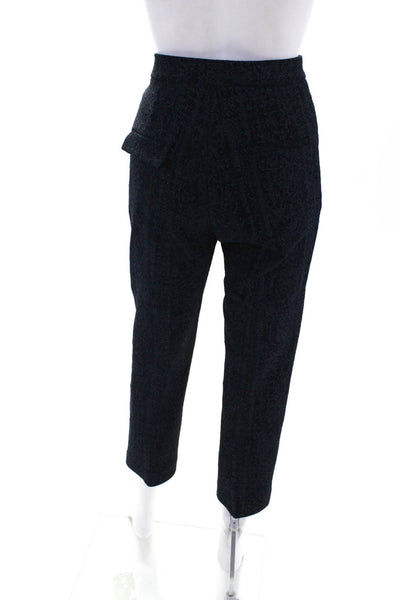 Scanlan Theodore Womens Zipper Fly Pleated Cropped Knit Pants Navy Blue Size 10