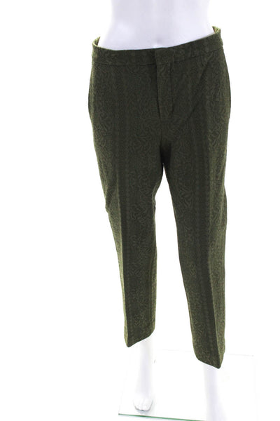 Scanlan Theodore Womens Zipper Fly Straight Leg Pleated Trouser Pants Green 10