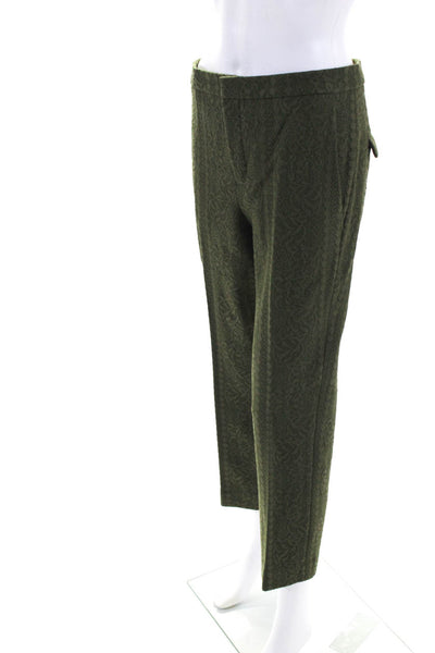 Scanlan Theodore Womens Zipper Fly Straight Leg Pleated Trouser Pants Green 10