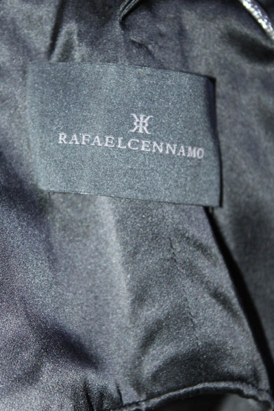 Rafael Cennamo Women's One Shoulder Tiered Silk Gown Silver Size 6