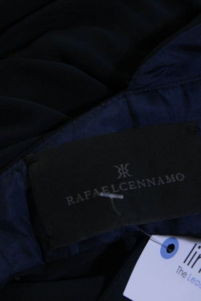 Rafael Cennamo Women's Sleeveless Open Back V Neck Cocktail Dress Navy Size 4