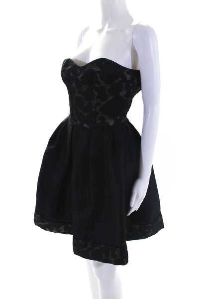 Rafael Cennamo Women's Strapless Lace Cocktail Dress Black Size 4