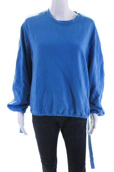Helmut Lang Women's Long Sleeve Crewneck Sweatshirt Blue Size M