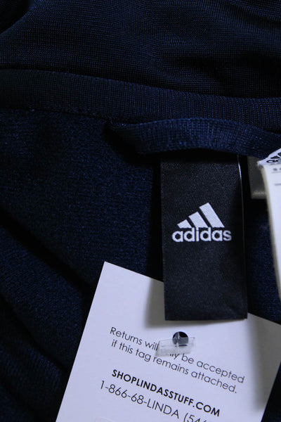 Adidas Women's Striped Mock Neck Lightweight Zip Jacket Blue Size S