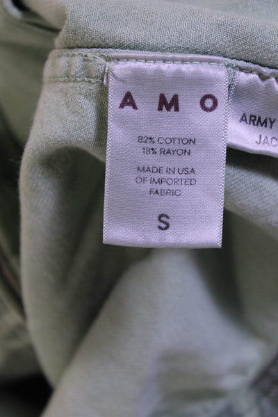 Amo Women's Camouflage Print Denim Jacket Green Size S