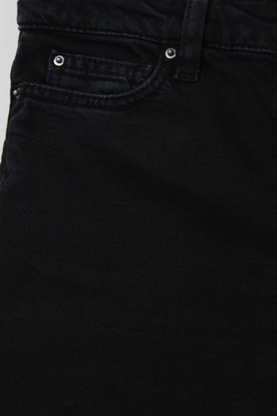 IRO Jeans Women's Low Rise Distressed Hem Flared Jeans Black Size 24