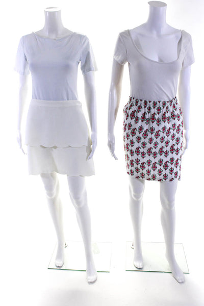 Club Monaco Womens White Scalloped Layered Mini Pencil Skirt Size 8 6 Lot 2