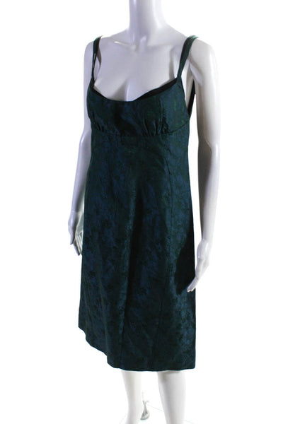 Narciso Rodriguez Womens Scoop Neck Floral Shift Dress Blue Green Size 6