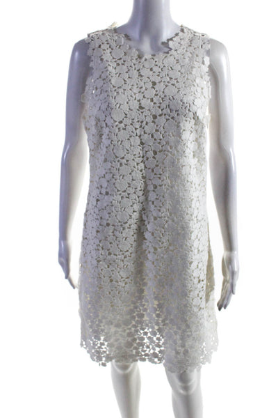 Michael Michael Kors Womens White Cotton Lace Sleeveless Shift Dress Size 6