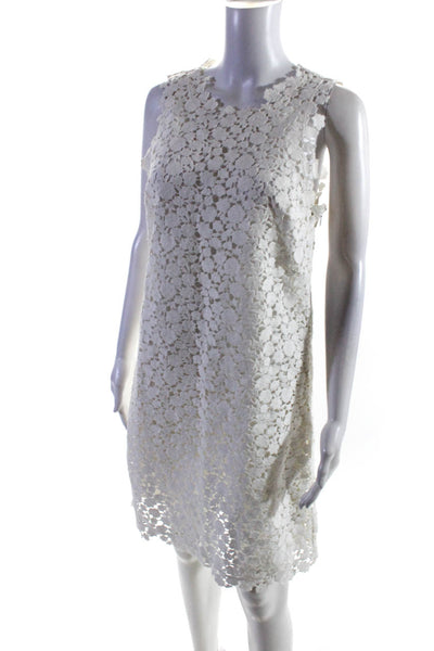 Michael Michael Kors Womens White Cotton Lace Sleeveless Shift Dress Size 6