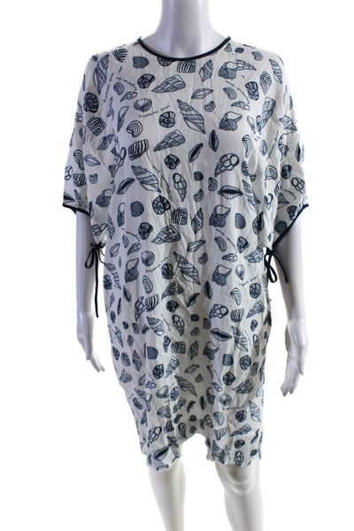 Purificacion Garcia Womens White Sea Shell Print Crew Neck Shirt Dress Size 38