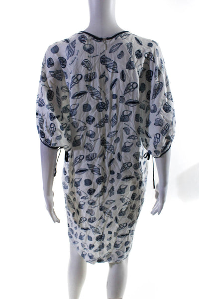 Purificacion Garcia Womens White Sea Shell Print Crew Neck Shirt Dress Size 38