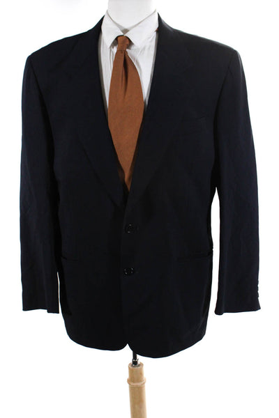 Studio 0001 By Ferre Mens Two Button Notched Lapel Blazer Jacket Navy Blue 42R