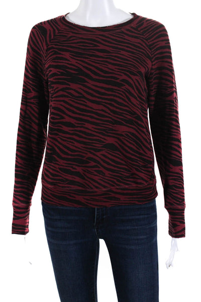 NSF Women's Crewneck Long Sleeves Animal Print Sweatshirt Red Size P