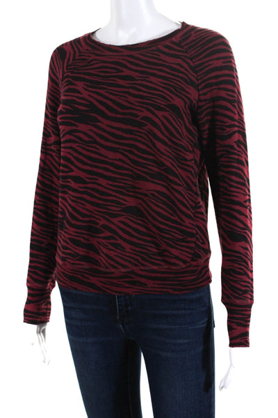 NSF Women's Crewneck Long Sleeves Animal Print Sweatshirt Red Size P