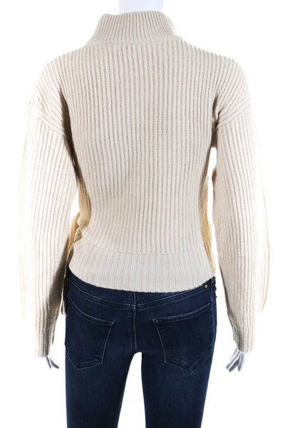 ASTR Women's Mock Neck Cutout Long Sleeve Wrap Sweater Beige Size S