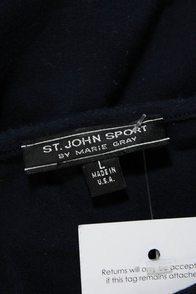 St. John Sport Women's Crewneck Short Sleeves Navy Blue T-Shirt Size L