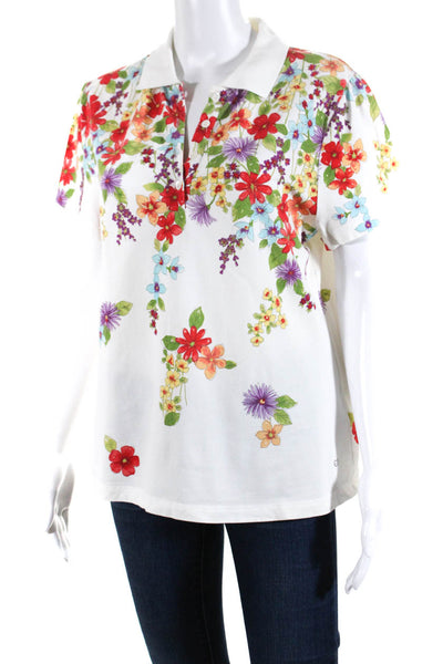 Escada Sport Women's Collar Short Sleeves Floral T-Shirt Size XL