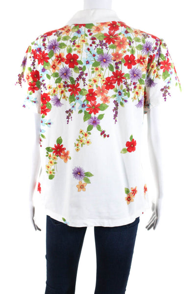 Escada Sport Women's Collar Short Sleeves Floral T-Shirt Size XL