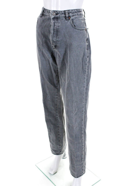 Rollas Womens Denim Button Fly High Rise Straight Leg Jeans Pants Gray Size 28