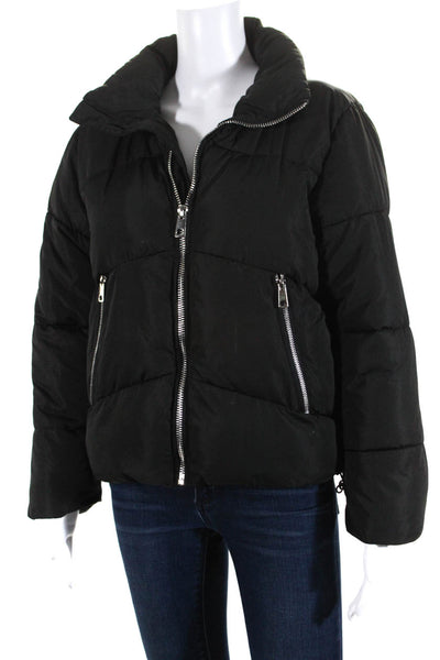 Deluc Womens Mock Neck Full Zipper Puffer Jacket Black Size Extra Small
