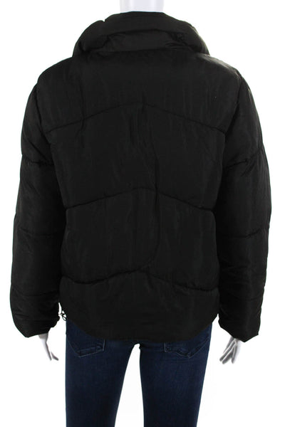 Deluc Womens Mock Neck Full Zipper Puffer Jacket Black Size Extra Small