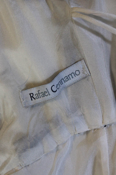 Rafael Cennamo Women's Sequin Mesh Silk Long Gown Ivory Black Size 4
