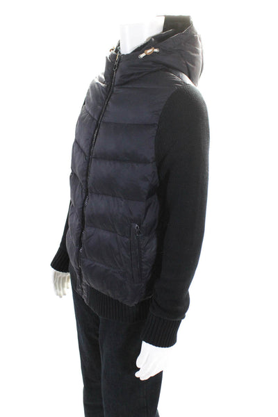 Scotch & Soda Mens Zipped Quilted Hooded Long Sleeve Puffer Coat Navy Size M