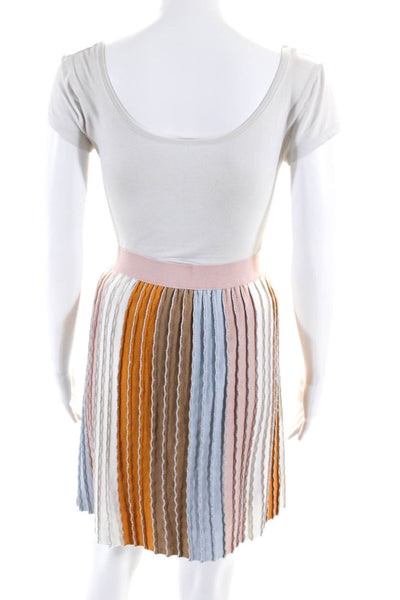 Eva Franco Womens Elastic Waistband Striped Knit Skirt Pink Blue White Medium