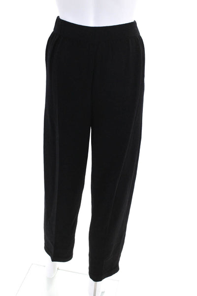St. John Sport By Marie Gray Womens Pleated Knit Straight Pants Black Size 6