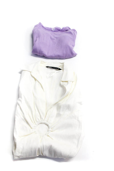 Zara Wilfred Free Womens Short Sleeved Dresses White Purple Size XS M Lot 2